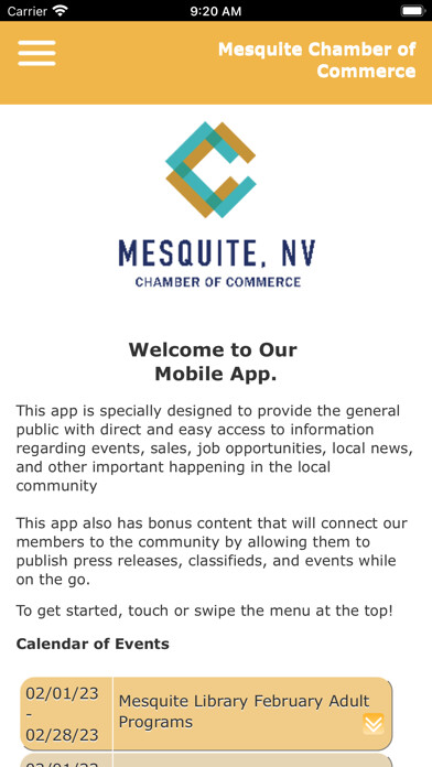 Emulate iPhone app Mesquite Chamber of Commerce using MyAndroid Emulate iPhone app Mesquite Chamber of Commerce using MyAndroid