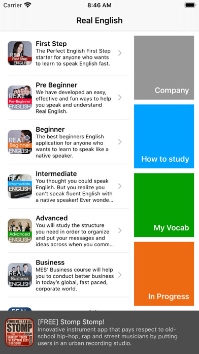 Emulate iPhone app MES Real English using MyAndroid