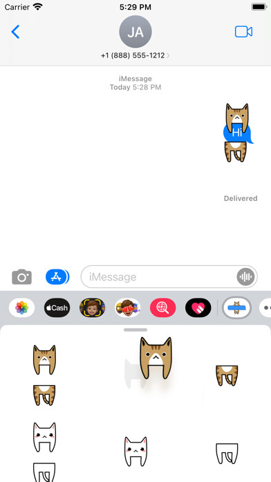 Emulate iPhone app Message hug hold cat sticker using MyAndroid Emulate iPhone app Message hug hold cat sticker using MyAndroid