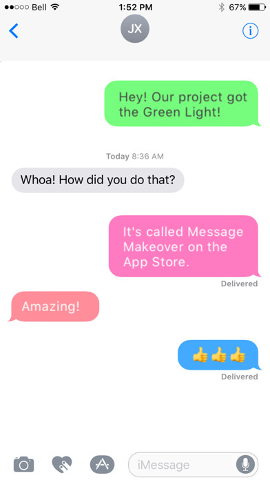 Emulate iPhone app Message Makeover - Colorful Text Message Bubbles using MyAndroid
