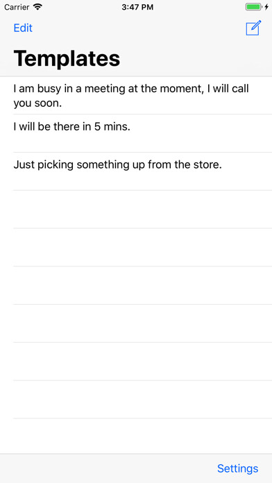 Emulate iPhone app Message Templates using MyAndroid
