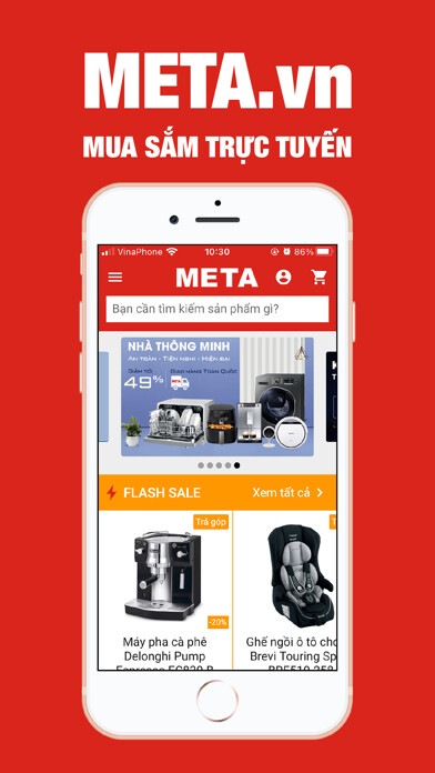 Emulate iPhone app META.vn Mua sắm trực tuyến using MyAndroid