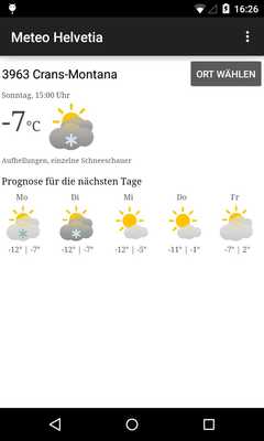 Emulate Android APK Meteo Helvetia