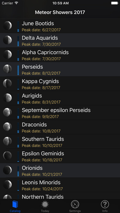 Emulate iPhone app Meteor Shower Guide using MyAndroid