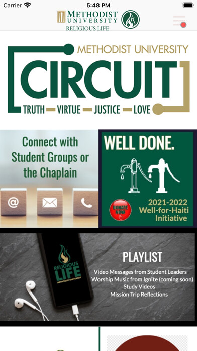 Emulate iPhone app Methodist Univ Religious Life using MyAndroid