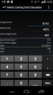 Emulate Android APK Metric Ceiling Grid Calculator Emulate Android APK Metric Ceiling Grid Calculator