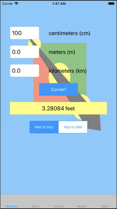 Emulate iPhone app Metric To US Converter using MyAndroid
