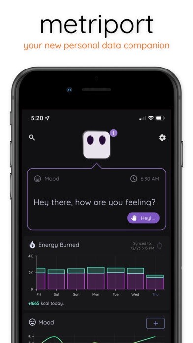 Emulate iPhone app Metriport - Tracker & Lifelog using MyAndroid