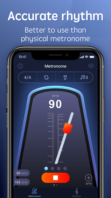 Emulate iPhone app Metronome-Tempo,Beat,BPM using MyAndroid
