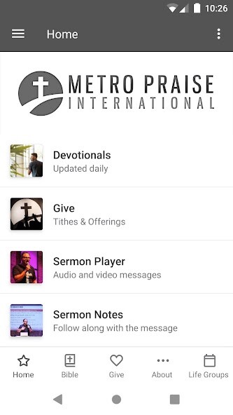 Emulate iPhone app Metro Praise International using MyAndroid