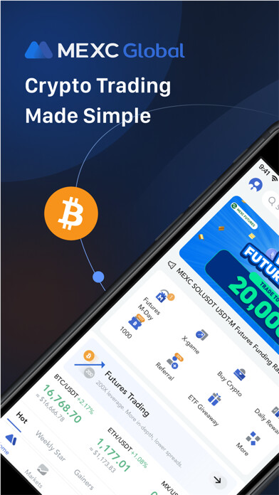 Emulate iPhone app MEXC Global-Buy & Sell Bitcoin using MyAndroid