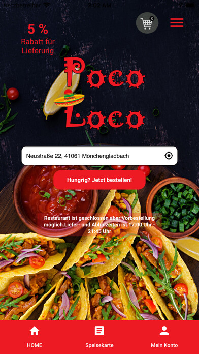 Emulate iPhone app Mexican Food Poco Loco using MyAndroid