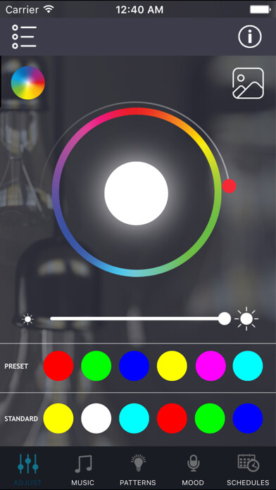 Emulate iPhone app MG Lighting by Sharper Image using MyAndroid