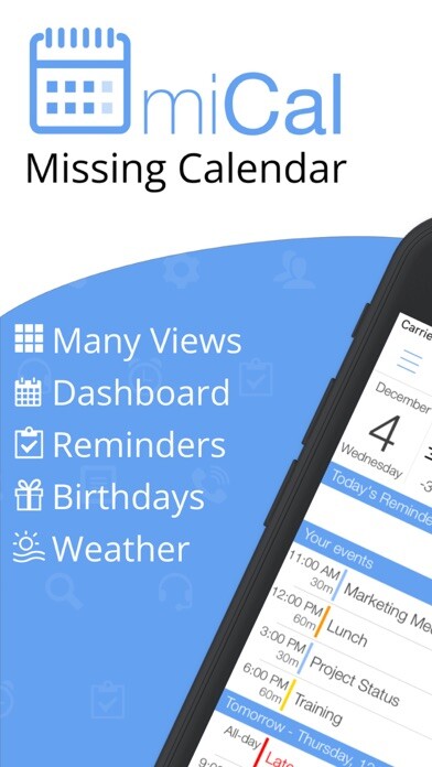 Emulate iPhone app miCal - The missing Calendar using MyAndroid