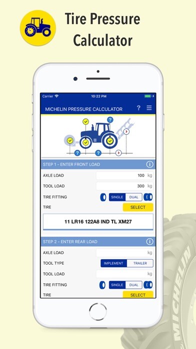 Emulate iPhone app MICHELIN Pressure Calculator using MyAndroid