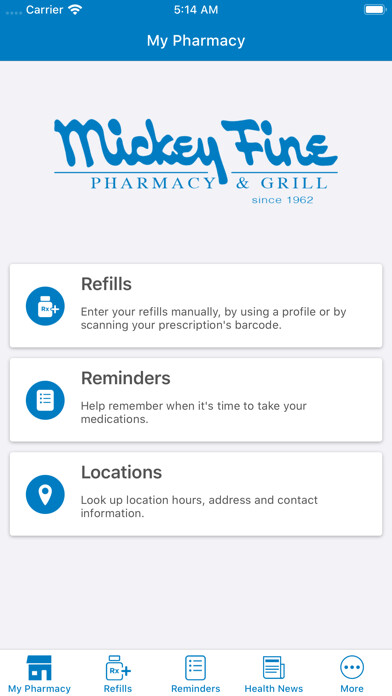 Emulate iPhone app Mickey Fine Pharmacy and Grill using MyAndroid