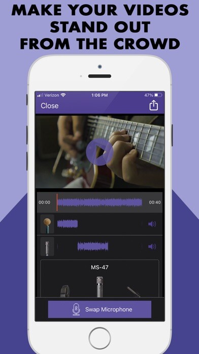 Emulate iPhone app MicSwap Video: Audio FX Editor using MyAndroid