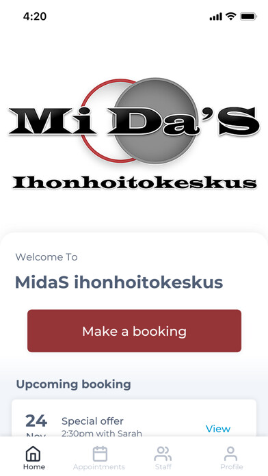 Emulate iPhone app MiDaS ihonhoitokeskus using MyAndroid Emulate iPhone app MiDaS ihonhoitokeskus using MyAndroid