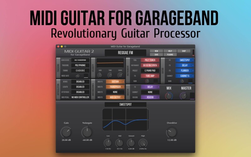 Emulate iPhone app MIDI Guitar for GarageBand using MyAndroid