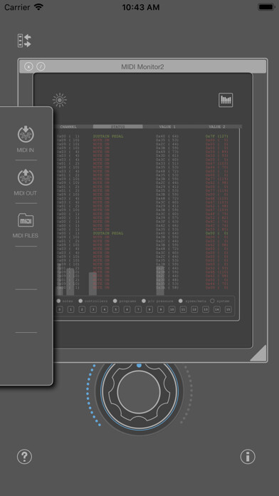 Emulate iPhone app MIDI SWEET: MIDI Monitor2 (AU) using MyAndroid