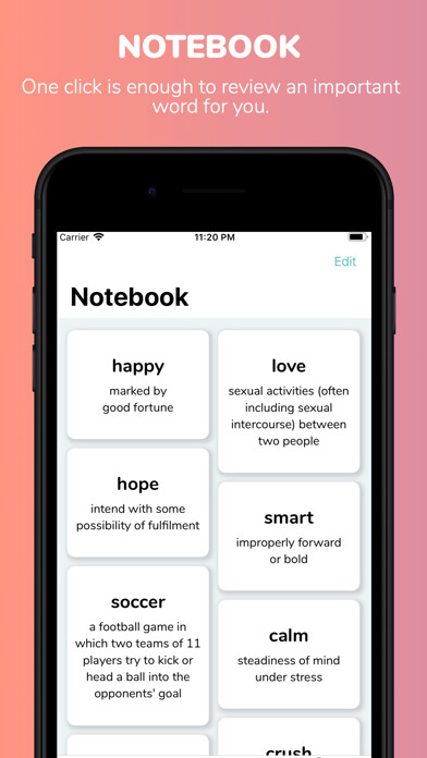 Emulate iPhone app Midnight Dictionary using MyAndroid