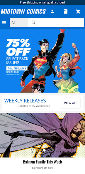 Emulate iPhone app Midtown Comics using MyAndroid