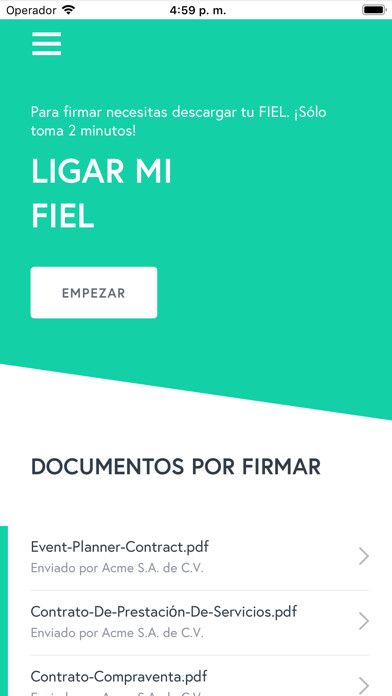 Emulate iPhone app Mifiel using MyAndroid