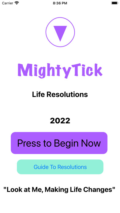 Emulate iPhone app MightyTick: Life Resolutions using MyAndroid