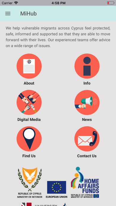 Emulate iPhone app Migrant Information Centre using MyAndroid