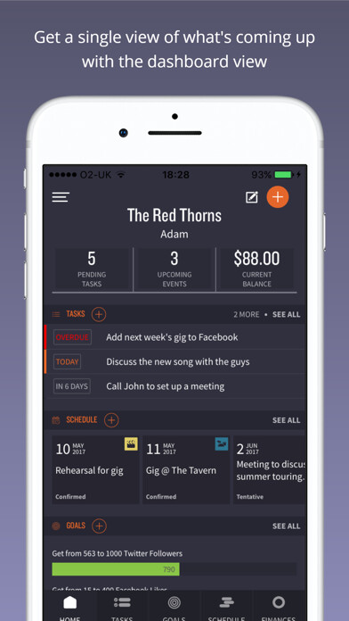 Emulate iPhone app Mike: Manage Your Music Career using MyAndroid