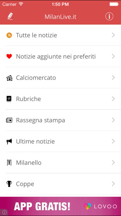 Emulate iPhone app Milan Live using MyAndroid