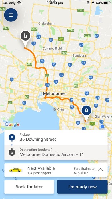 Emulate iPhone app Mildura Taxis using MyAndroid