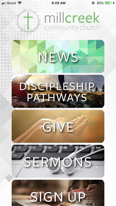 Emulate iPhone app Mill Creek Community Church using MyAndroid