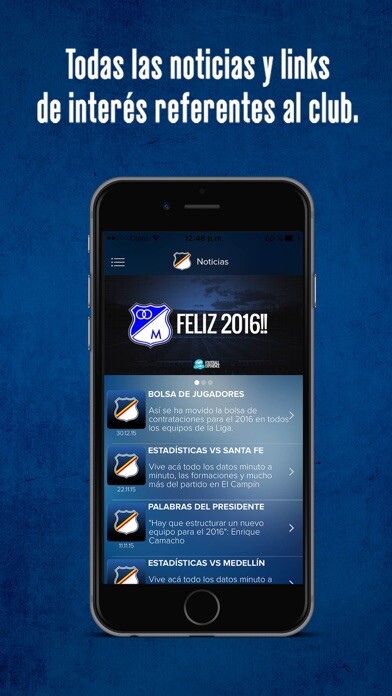 Emulate iPhone app Millos FC App using MyAndroid