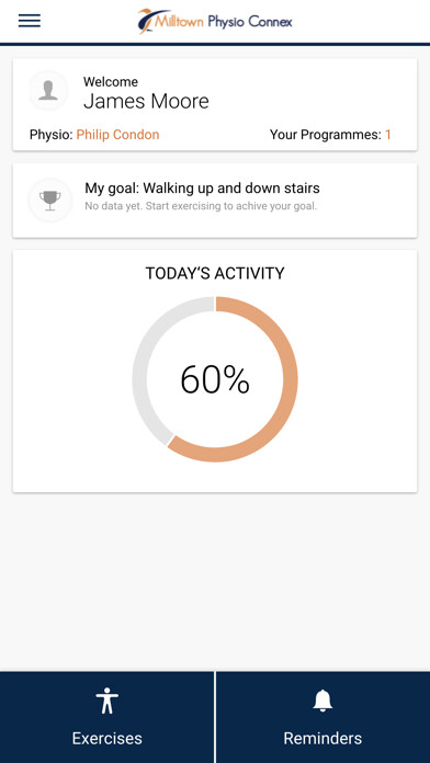 Emulate iPhone app Milltown Physio Connex using MyAndroid