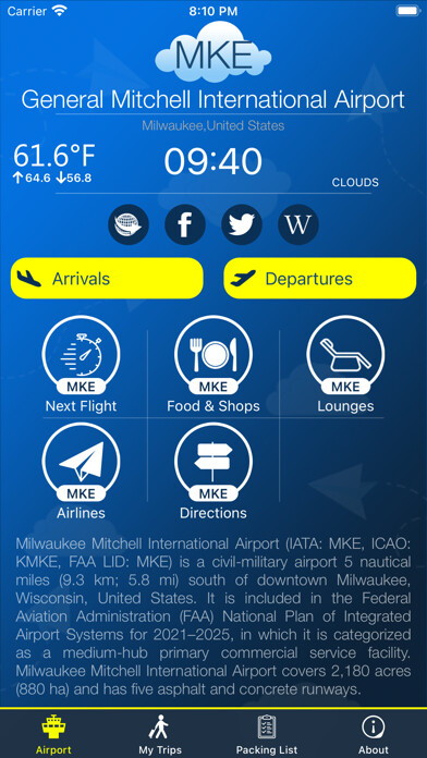 Emulate iPhone app Milwaukee Airport (MKE)+ Radar using MyAndroid Emulate iPhone app Milwaukee Airport (MKE)+ Radar using MyAndroid