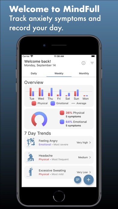 Emulate iPhone app MindFull: Anxiety Tracker using MyAndroid