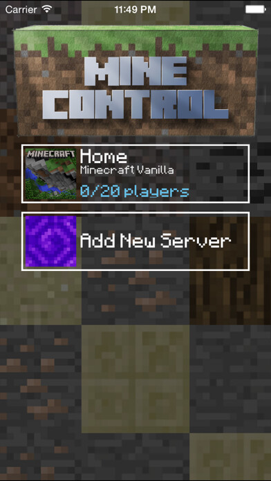 Emulate iPhone app Mine Control for Minecraft using MyAndroid