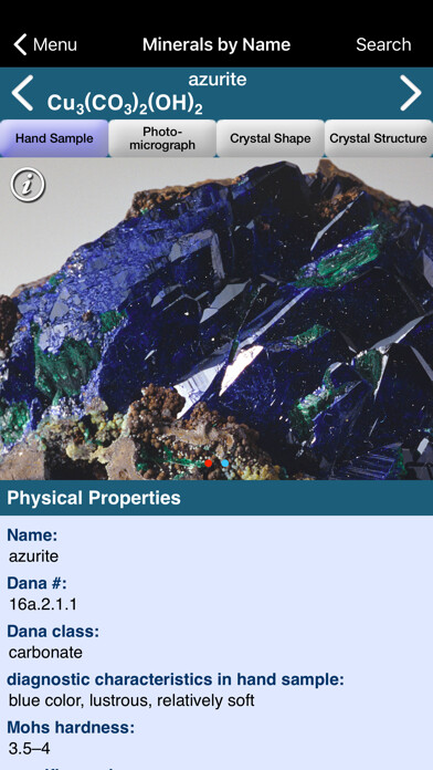 Emulate iPhone app Mineral Database using MyAndroid Emulate iPhone app Mineral Database using MyAndroid