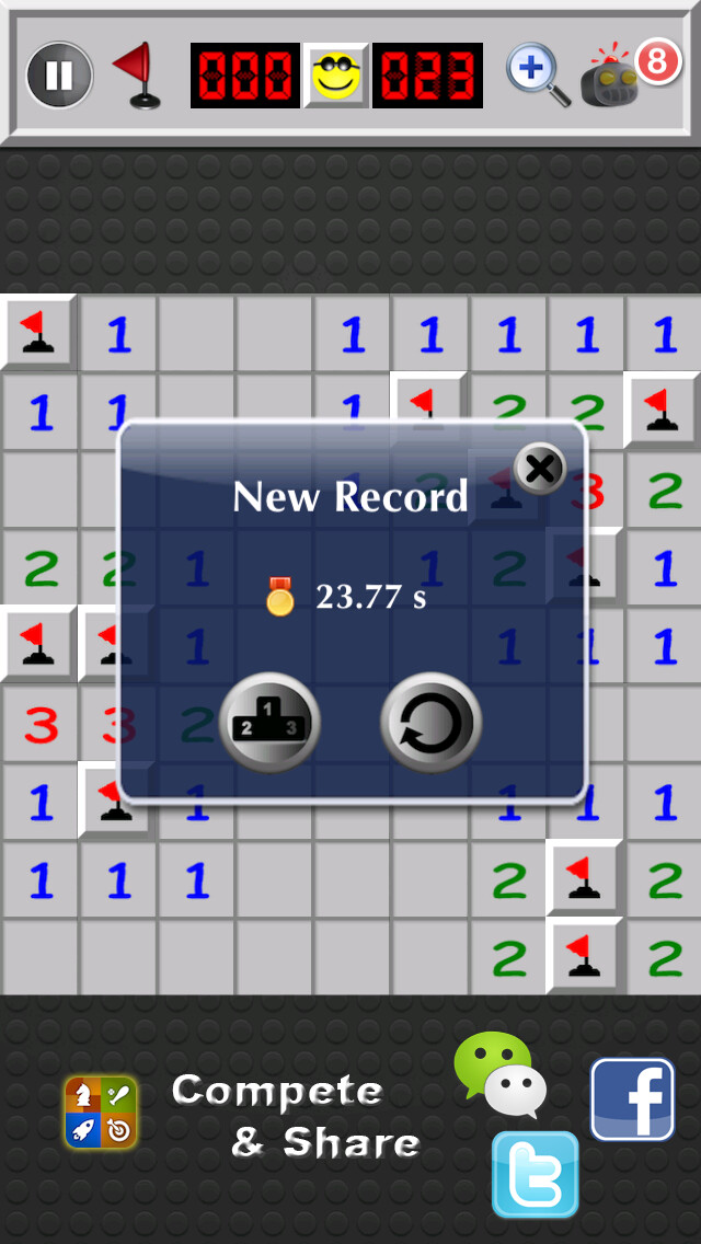 Emulate iPhone app Minesweeper Deluxe using MyAndroid