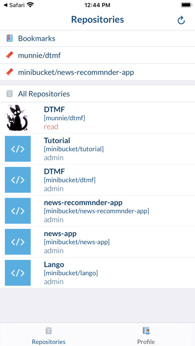 Emulate iPhone app Mini Bucket - BitBucket Client using MyAndroid