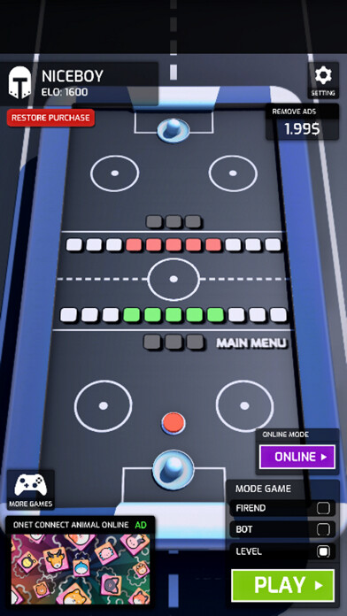 Emulate iPhone app Mini Hockey 3D Online using MyAndroid