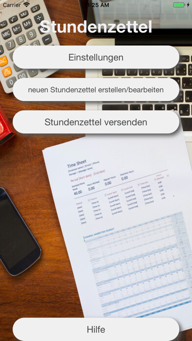 Emulate iPhone app Minijob Stundenzettel using MyAndroid