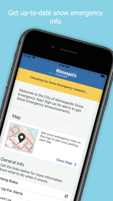 Emulate iPhone app Minneapolis Snow Emergency using MyAndroid