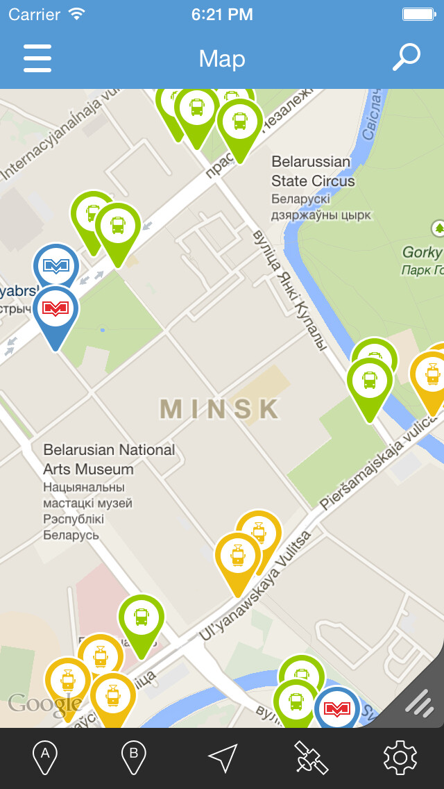 Emulate iPhone app MinskRoutes: Free Minsk Public Transport Transit, Routes & Schedule using MyAndroid