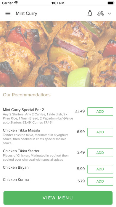 Emulate iPhone app Mint Curry Cardiff using MyAndroid Emulate iPhone app Mint Curry Cardiff using MyAndroid