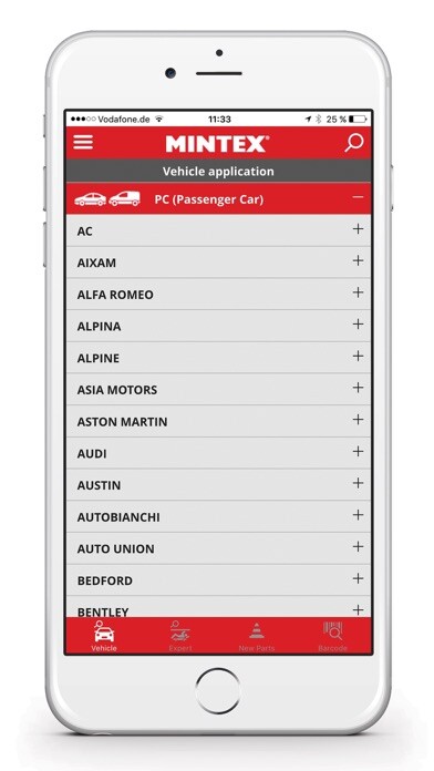 Emulate iPhone app Mintex Brakebook using MyAndroid