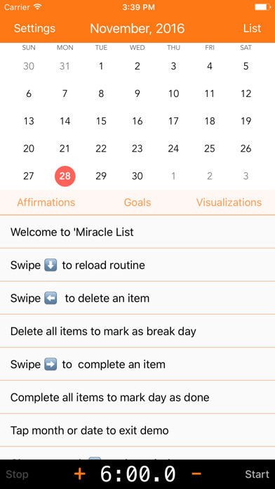 Emulate iPhone app Miracle List Free - Morning routine tracker using MyAndroid Emulate iPhone app Miracle List Free - Morning routine tracker using MyAndroid