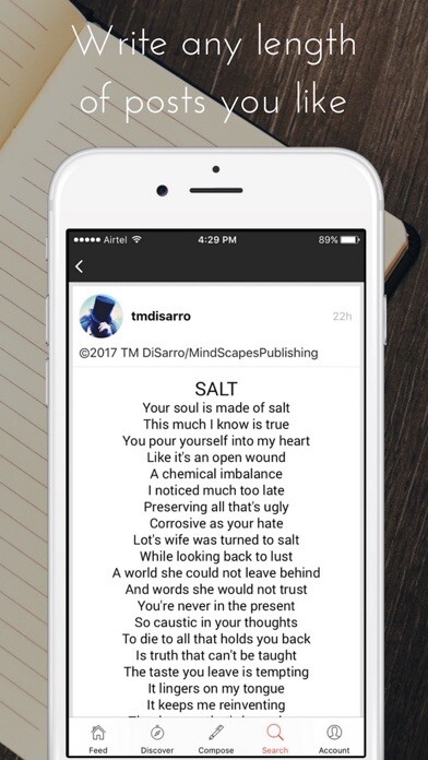 Emulate iPhone app Miraquill - Writing Community using MyAndroid