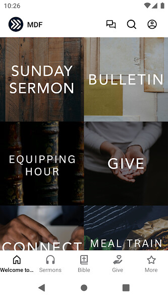 Emulate iPhone app Missio Dei Fellowship using MyAndroid